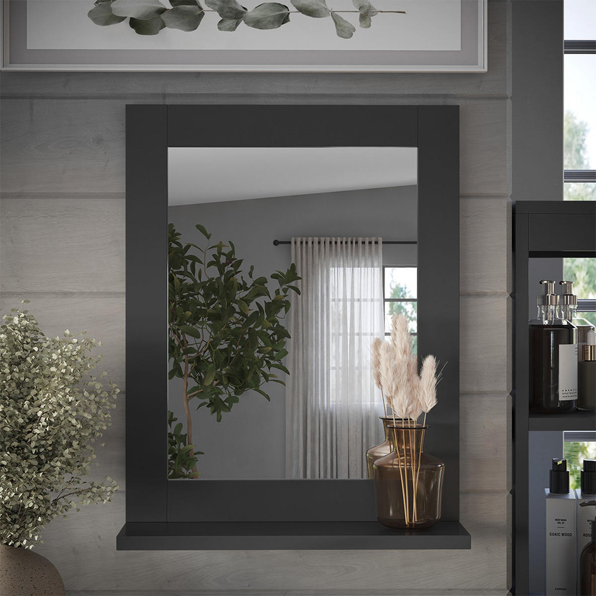 KOUPELNOVÉ ZRCADLO Vilda Šedá - šedá, kompozitní dřevo (40/50/10cm) - Vicco