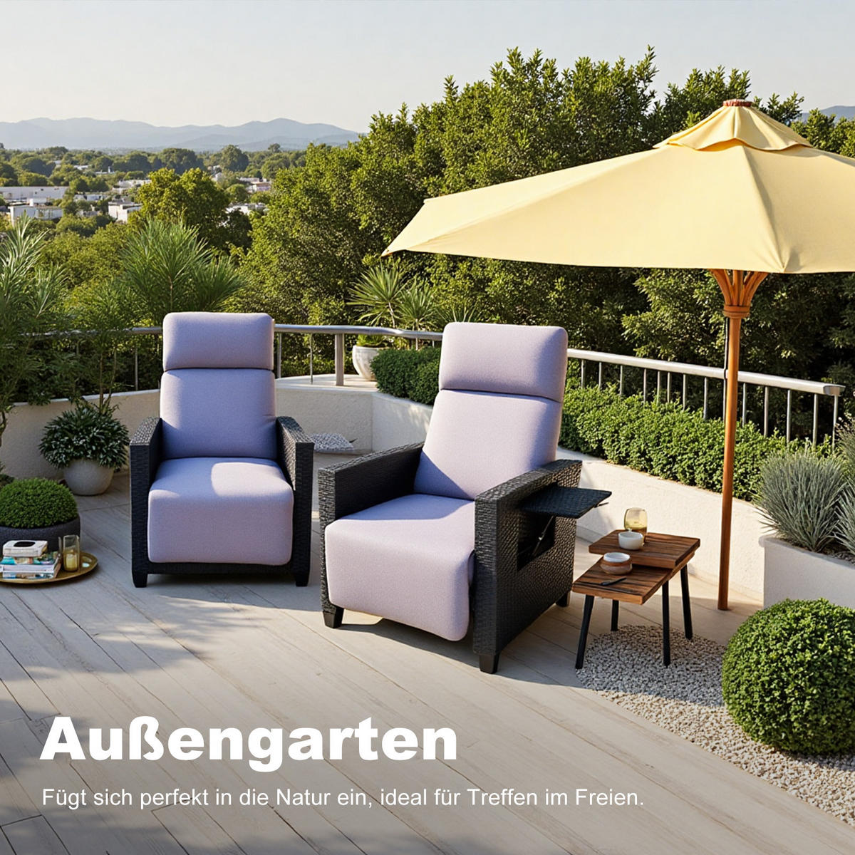 GARTEN-RELAXSESSEL-TY02 - Schwarz, Metall (77.5/112/75cm) - BELONID