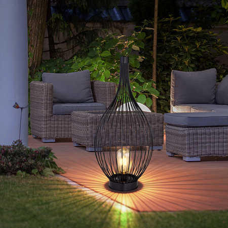 LED AUSSENLEUCHTE Metall Schwarz Amber - Schwarz, Metall (25/25/57cm) - Globo Lighting