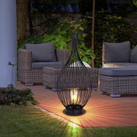LED AUSSENLEUCHTE Metall Schwarz Amber - Schwarz, Metall (25/25/57cm) - Globo Lighting
