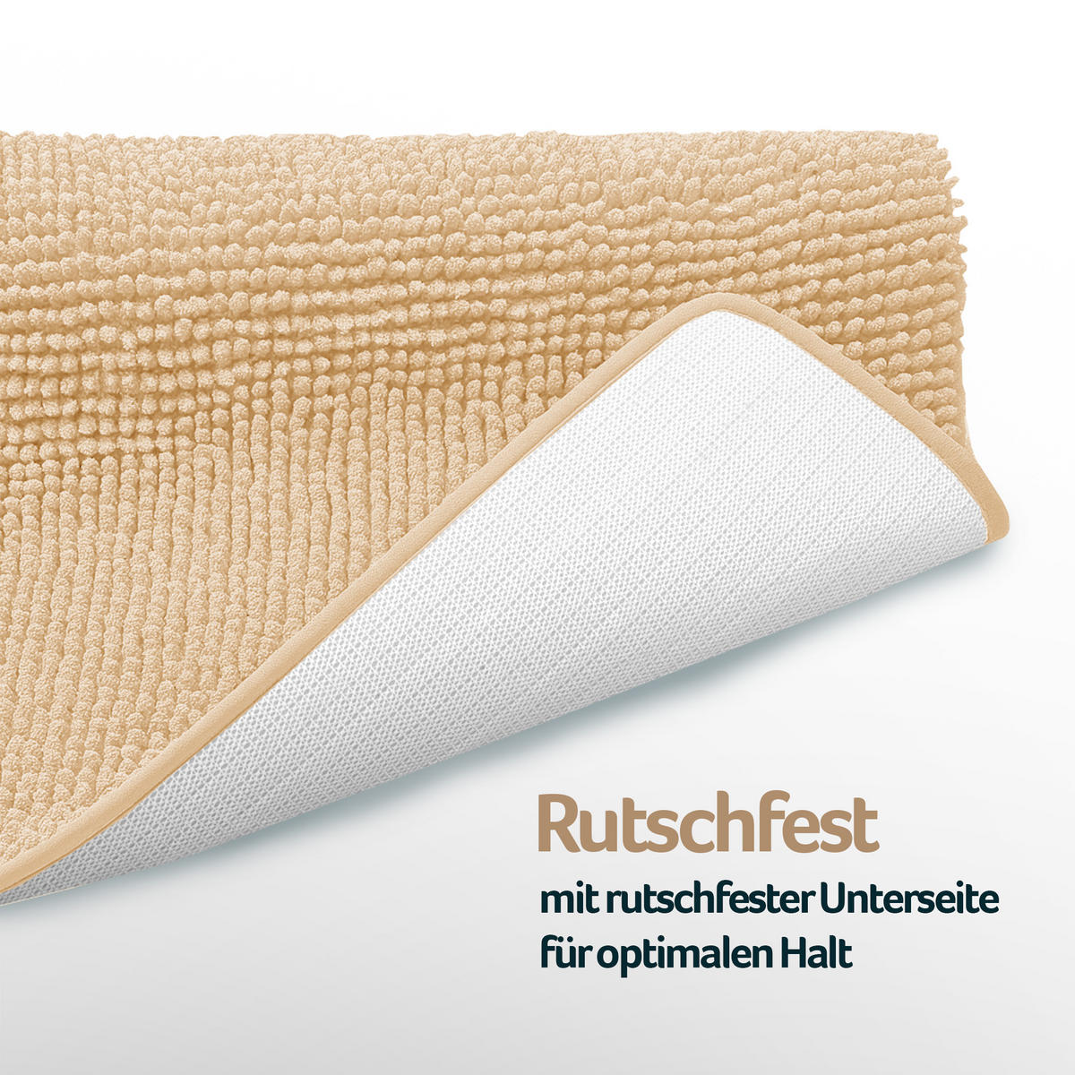 BADEMATTE Chenille 60x90cm Sand - Beige, Textil (90/60cm) - Bestlivings