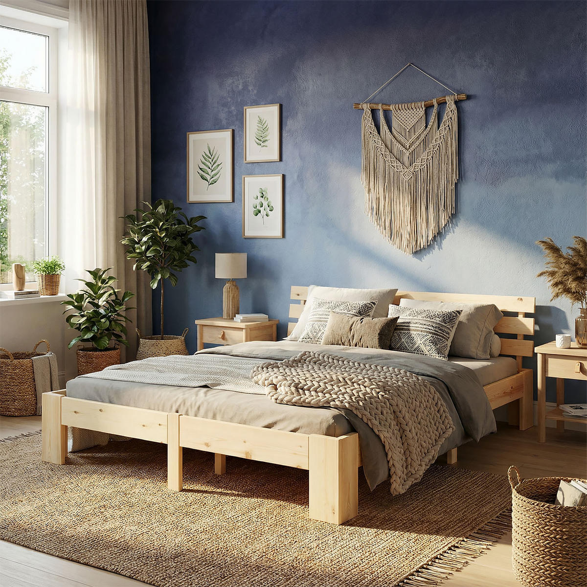 HOLZBETT Natur 140/200 cm Doppelbett mit Lattenrost - Naturfarben, Holz (140/200cm) - Homestyle4u