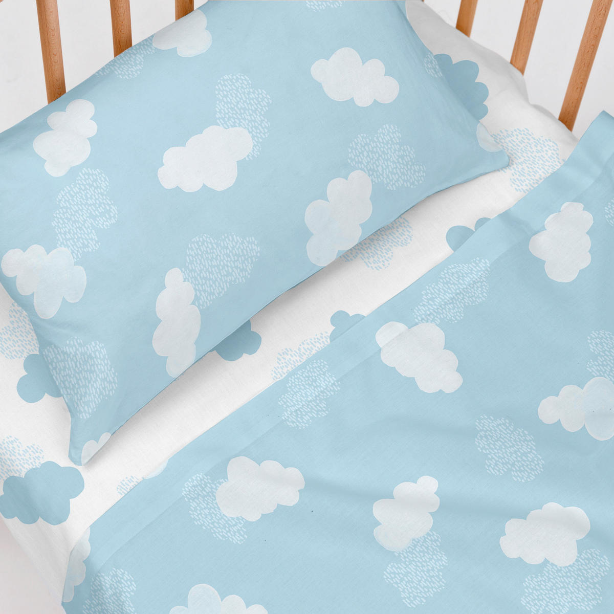 BETTWÄSCHE 2er-Set teiliges clouds 120x180 cm (kinderbett) blau - Blau, Textil (120/180cm) - Happy Friday