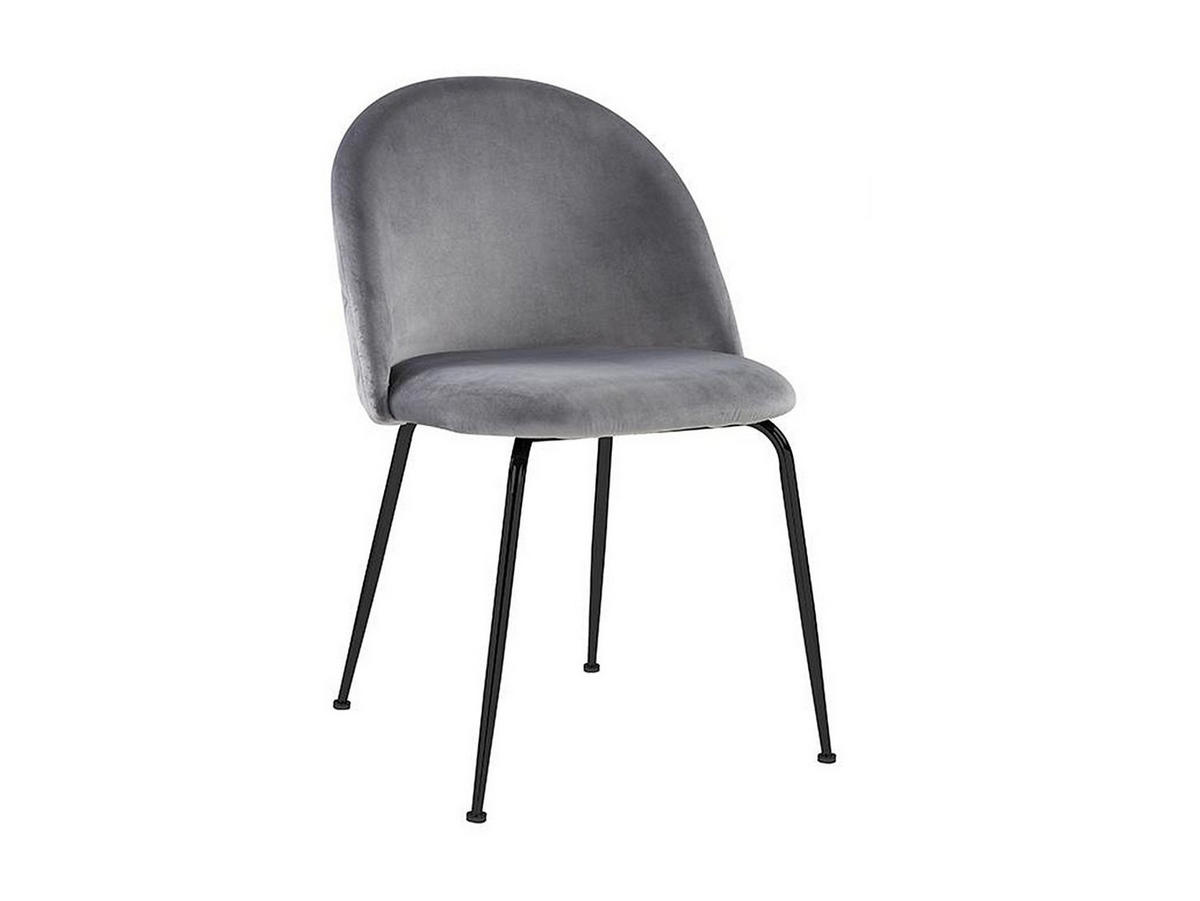 STUHL 2er-Set - Samt & Schwarzer Edelstahl - Grau - MELBOURNE - Grau, Textil (50/77/55cm) - Vente-Unique