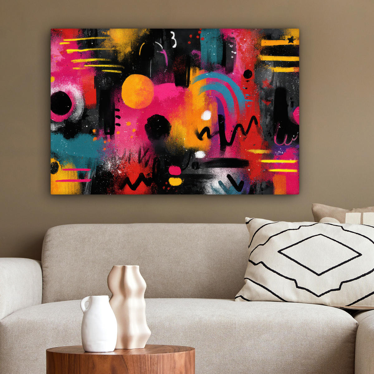 LEINWANDBILD Farbflächen - Formen - Bunt - Abstrakt Wanddeko 90x60 cm - Pink, Textil (90/60cm) - MuchoWow