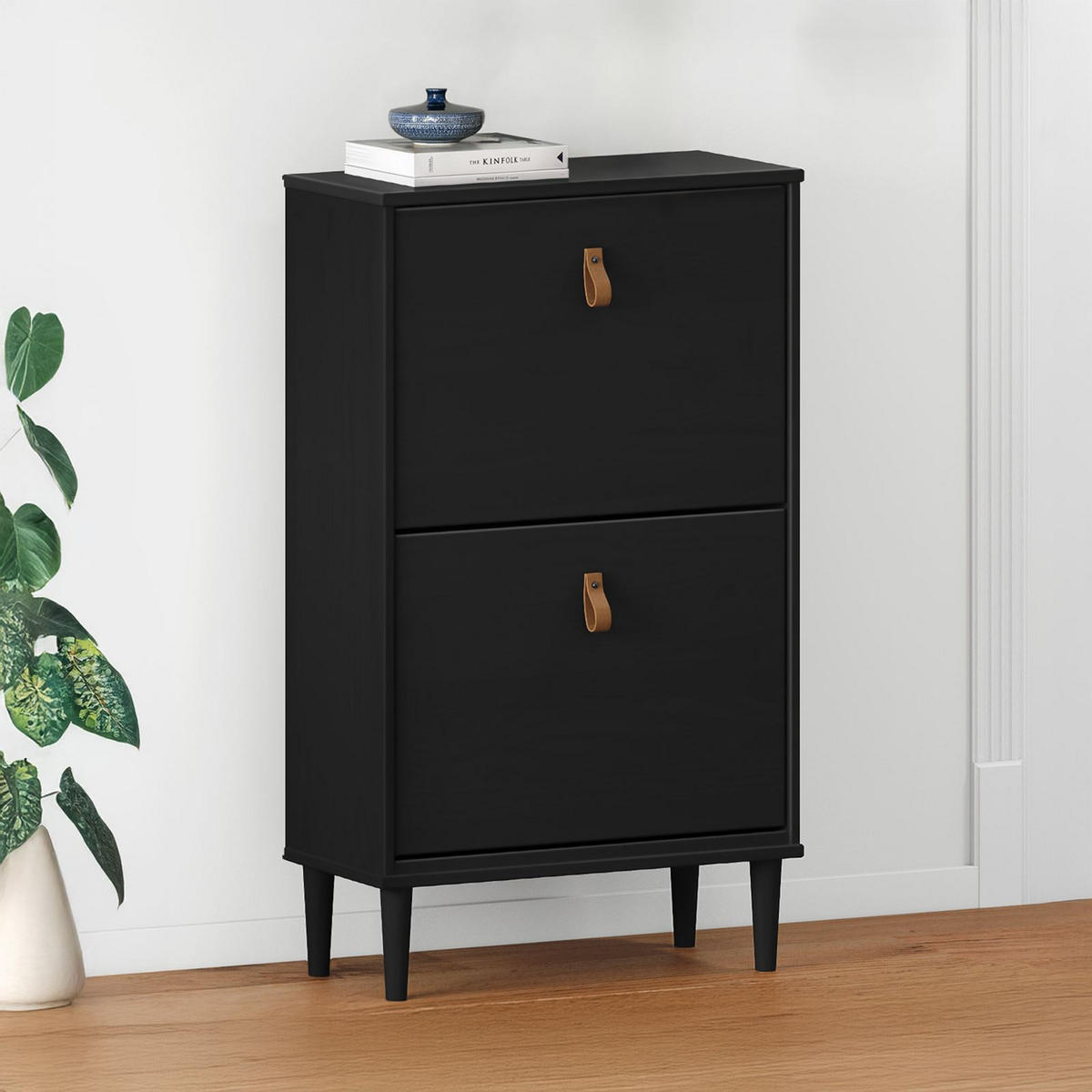 SCHUHKIPPER MIKKA schwarz - Schwarz, Holz (59/96/25cm) - IDIMEX