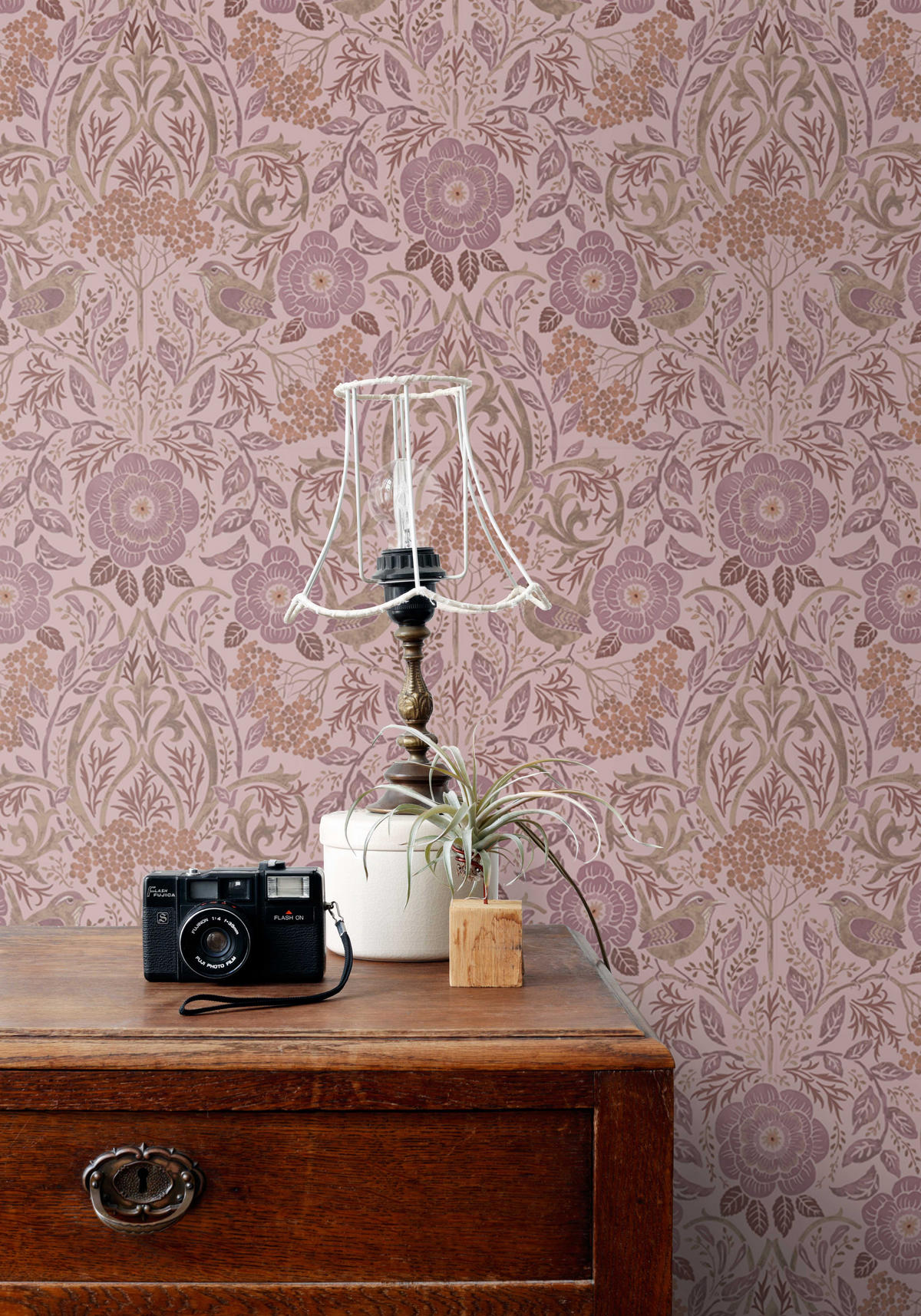 TAPETE Blumen und Vögel 50 x 900 cm - Lila, Papier (50/900cm) - ESTAhome
