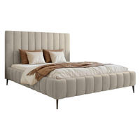 POLSTERBETT Fiarro mit Metallfüßen, Hellbeige, Velours, 140x200 cm - Ecru, Textil/Metall (140/200cm) - Selsey