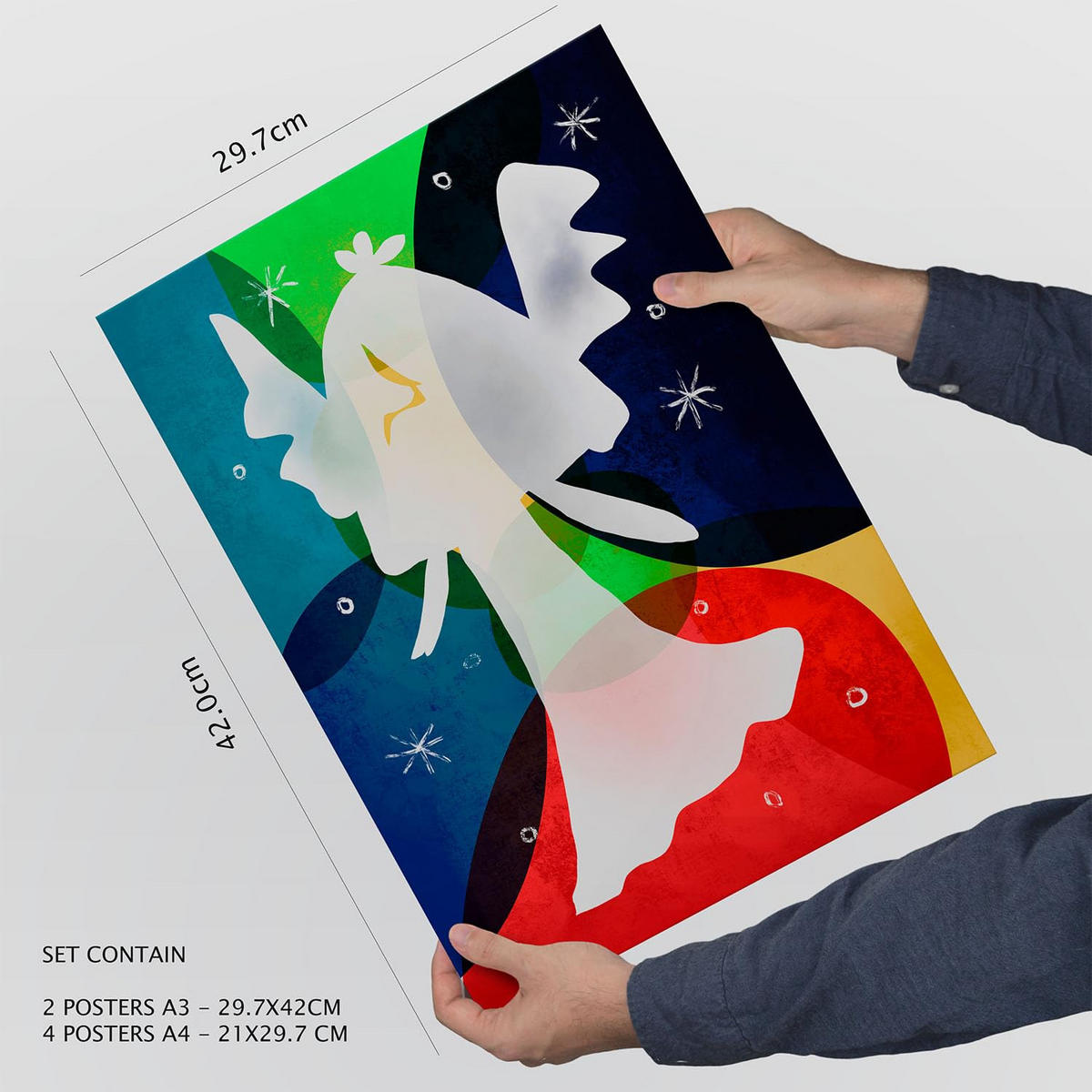 POSTER Set Mit 6 Flügel Des Friedens In Farbenfrohe Zusammenfassungen A3 & A4 Rahmenlos - Klar, Papier (29/3cm) - Nacnic