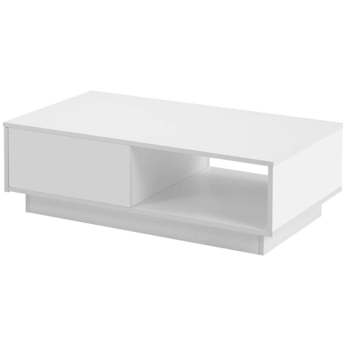 COUCHTISCH 95/55/32 cm weiß mit LED-Licht 15 Farbwechselmodi - Weiß, Holzwerkstoff (95/55/32cm) - OKWISH