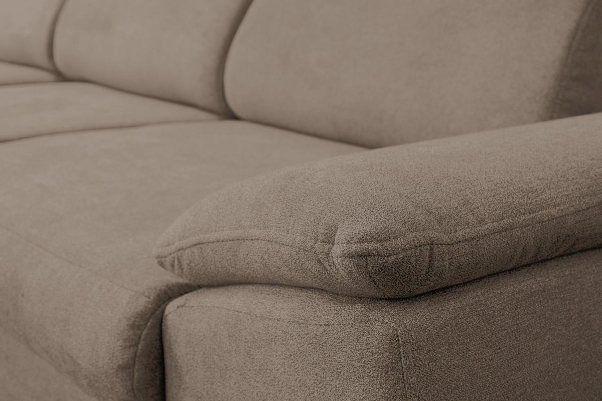 ECKSOFA MALIBU mit Schlaffunktion und Bettkasten, Farbe: Braun, Velourstoff, Ottomane Links - Braun, Textil (276/184cm) - VENASI MÖBEL