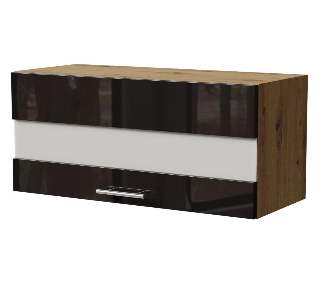 Feldmann-Wohnen Klapphängeschrank Schwarz Hochglanz, Eiche Artisan 80x36x32.5 cm