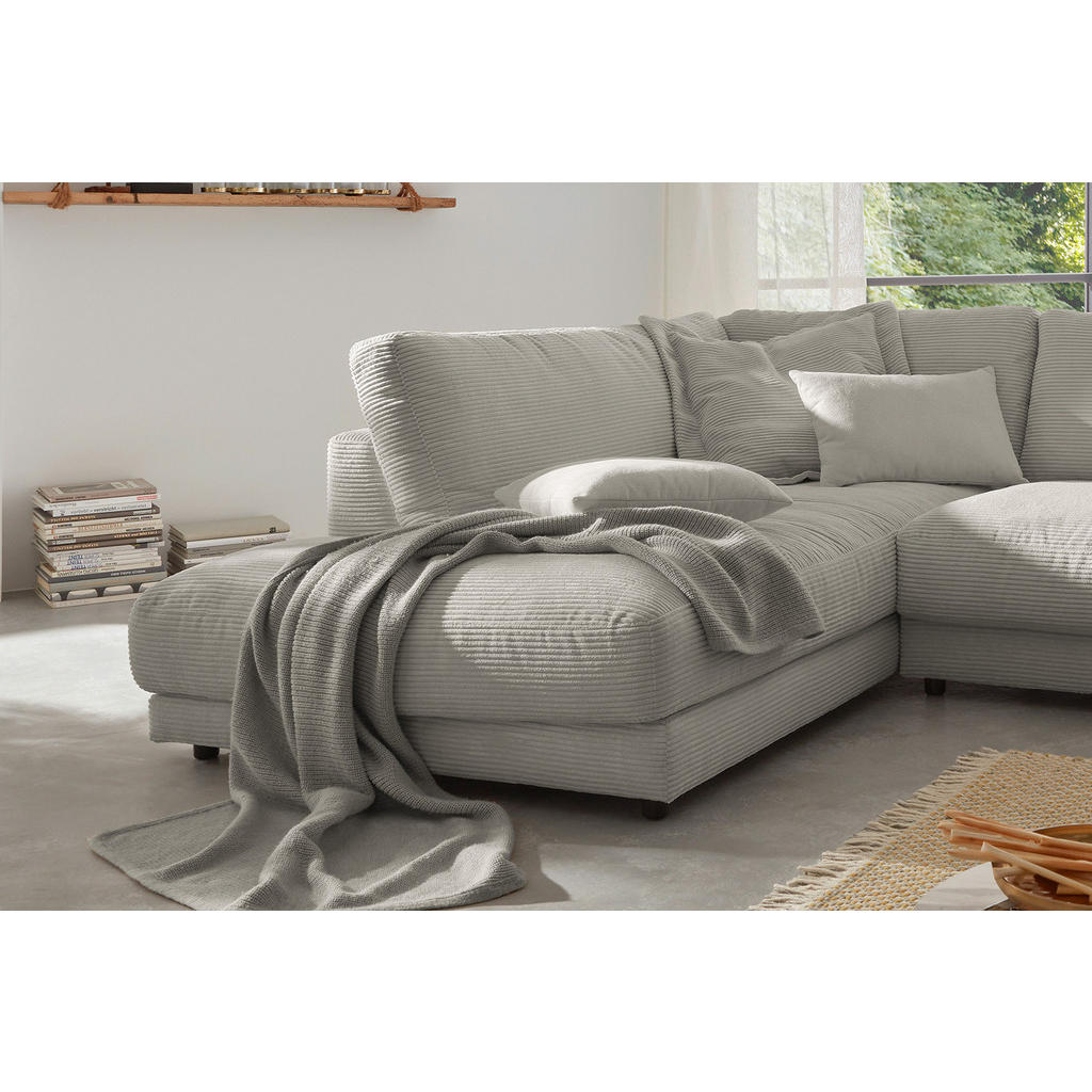 Thumbnail - Kawola Ecksofa, Greige, Textil, Echtholz, 3-Sitzer, Füllung: Komfortschaum, Ottomane links, L-Form, 325x224 cm, Wohnzimm...