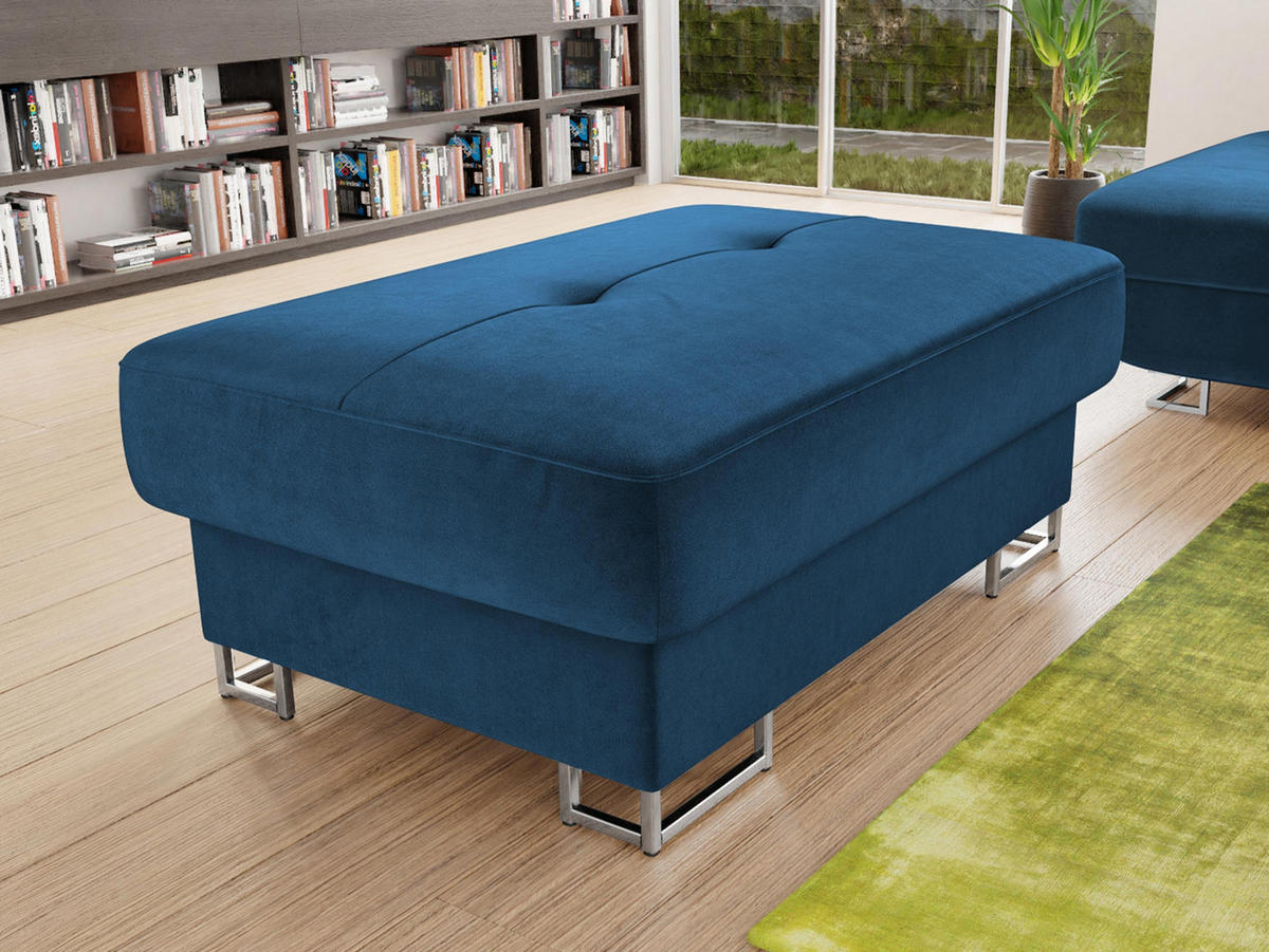 POLSTERHOCKER Cotere - Blau/Silberfarben, Holz/Metall (104/42/67cm) - MIRJAN24