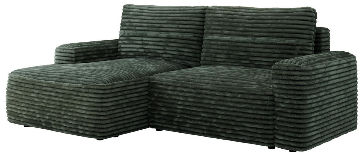 ECKSOFA BELLUNO L Grün Cord - Links - Schwarz/Grün, Textil (144/233cm) - MKS