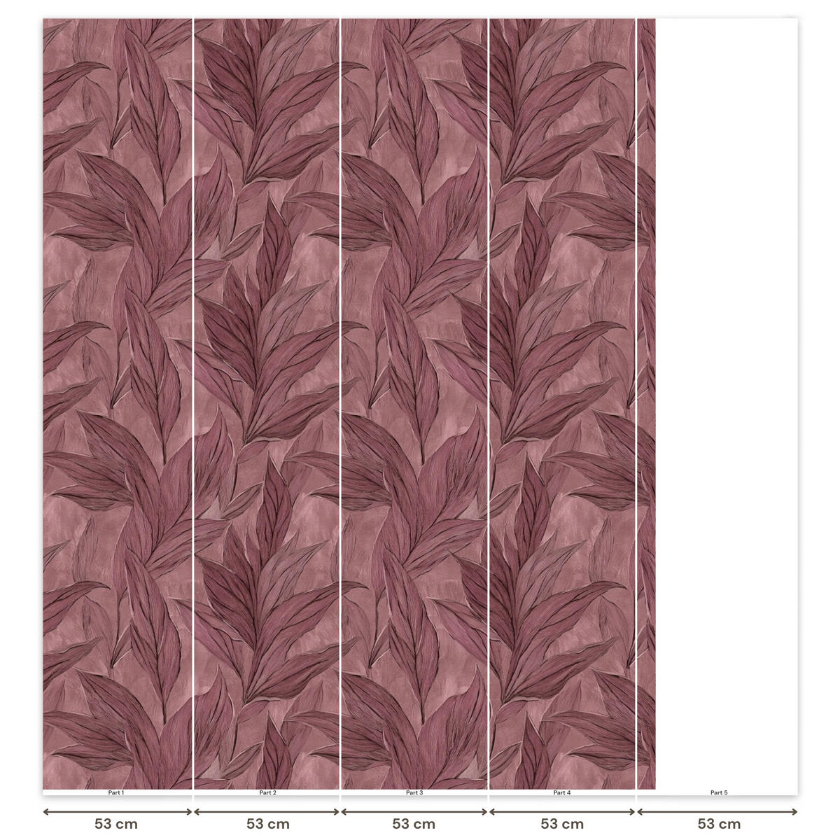 TAPETE - Blätter - Muster - Lila - 220x260 cm - Altrosa, Papier (220/260cm) - OnlyWow