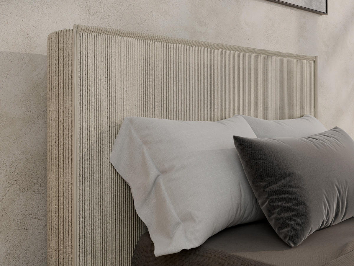 POLSTERBETT SANA 90x200cm Elegantes Polsterbett für modernen Wohnstil , Taschenfederkernmatratze mit kokos KORNOS (20cm), beige - Beige, Holz (90/200cm) - Homesy