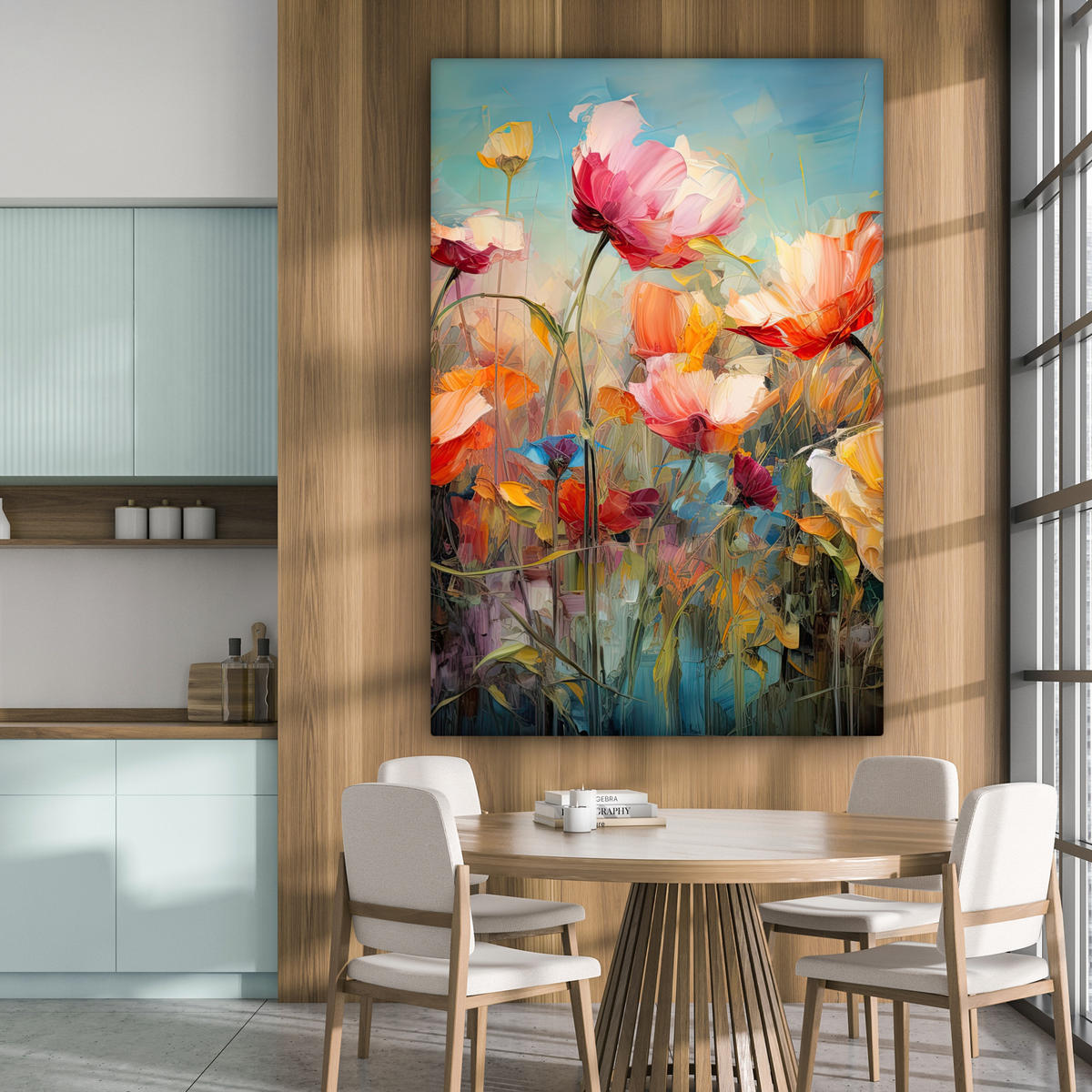 SLIKA NA PLATNU Cvetje 90x140 cm - oranžna, tekstil (90/140cm) - MuchoWow
