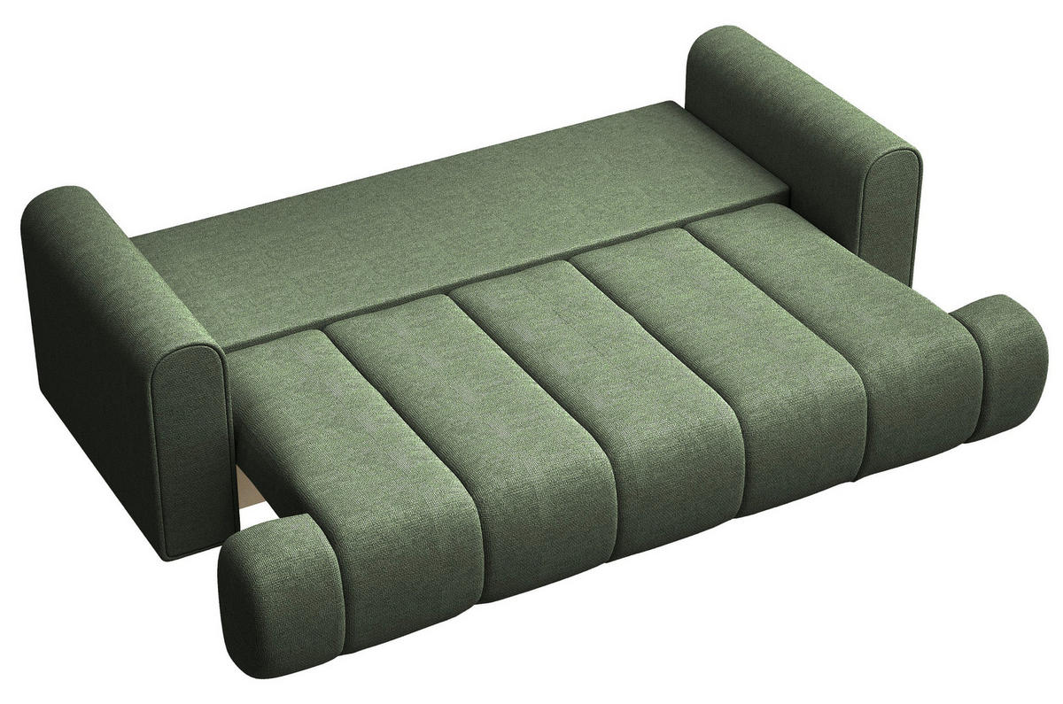 3-SITZER-SOFA Dandelino Grün mit Schlaffunktion - Schwarz/Grün, Kunststoff/Textil (250/90/112cm) - Selsey