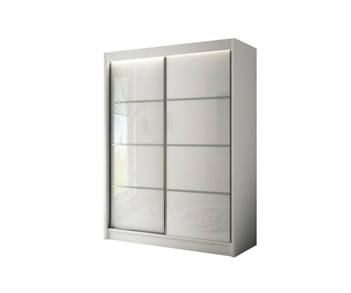 KLEIDERSCHRANK PEKA III mit LED - 150 cm - Weiß - Weiß, Holzwerkstoff (150/215/61cm) - ALTDECOR