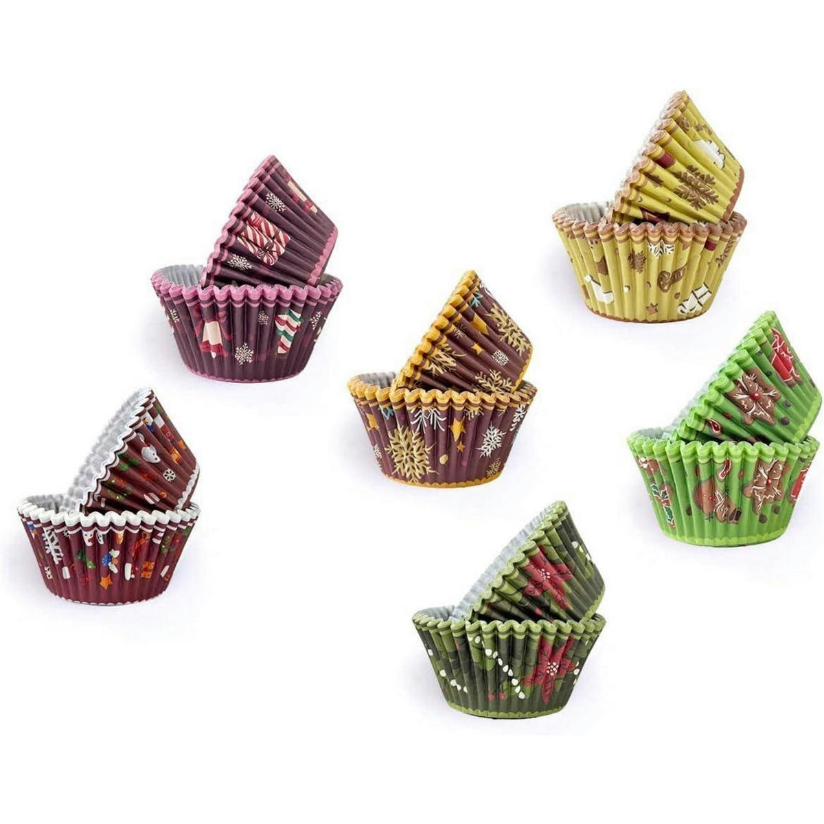 MUFFINFÖRMCHEN 300 Stück Set Weihnachtsmotiv Mini - Multicolor, Papier (3.1/2.1/3.1cm)