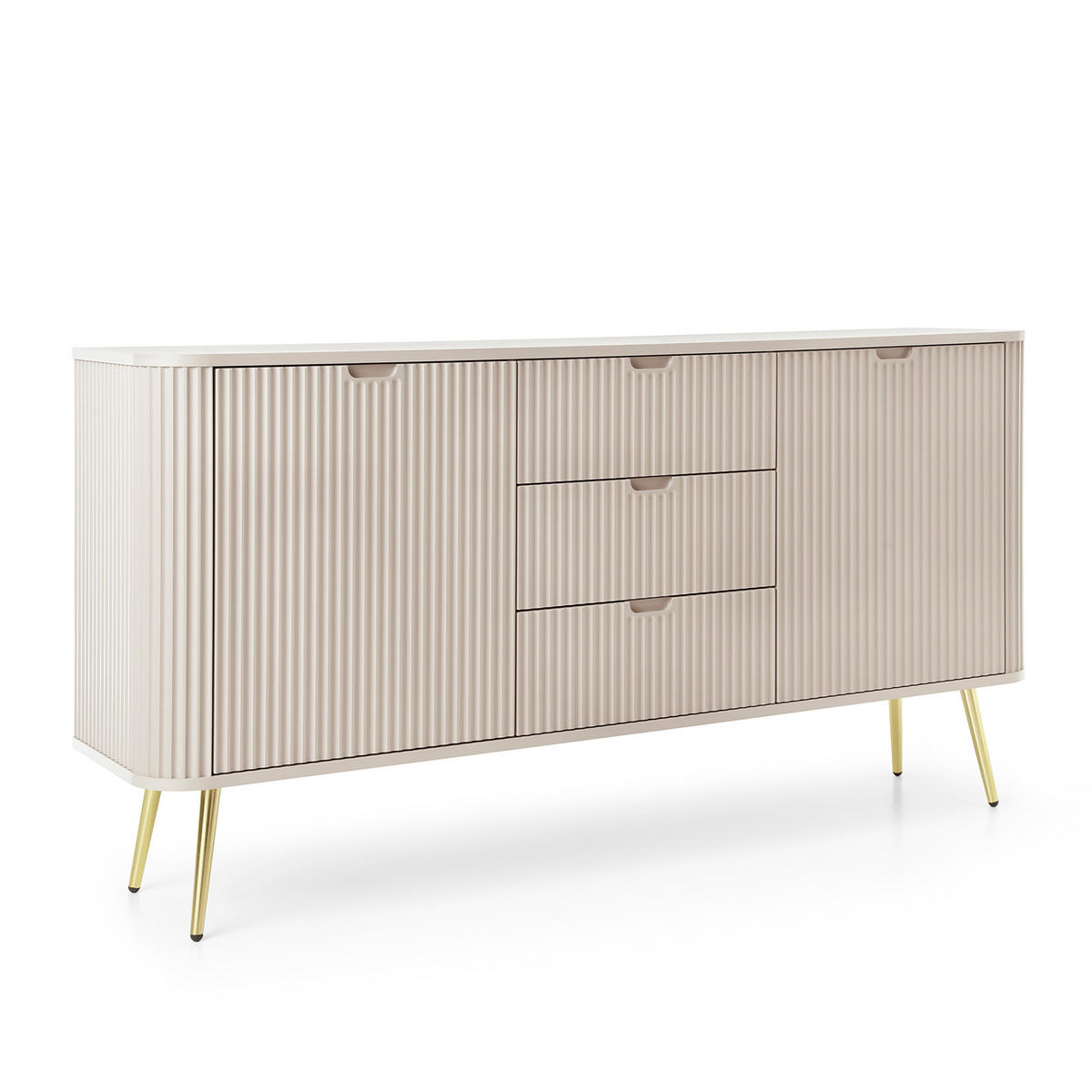 SIDEBOARD ZENZERO 168/87/39 cm mit 3 Schubladen 2 Türen Kaschmir - Kaschmir/Goldfarben, Holzwerkstoff (168/87/39cm) - MASSENO