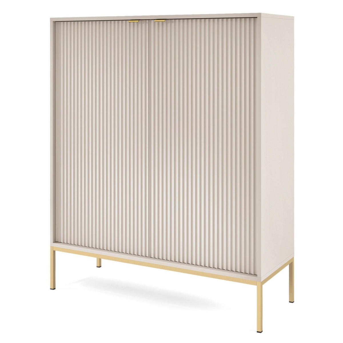 VELLORE Highboard - zlatá/écru, kov/kompozitné drevo (104/125/39cm) - Selsey