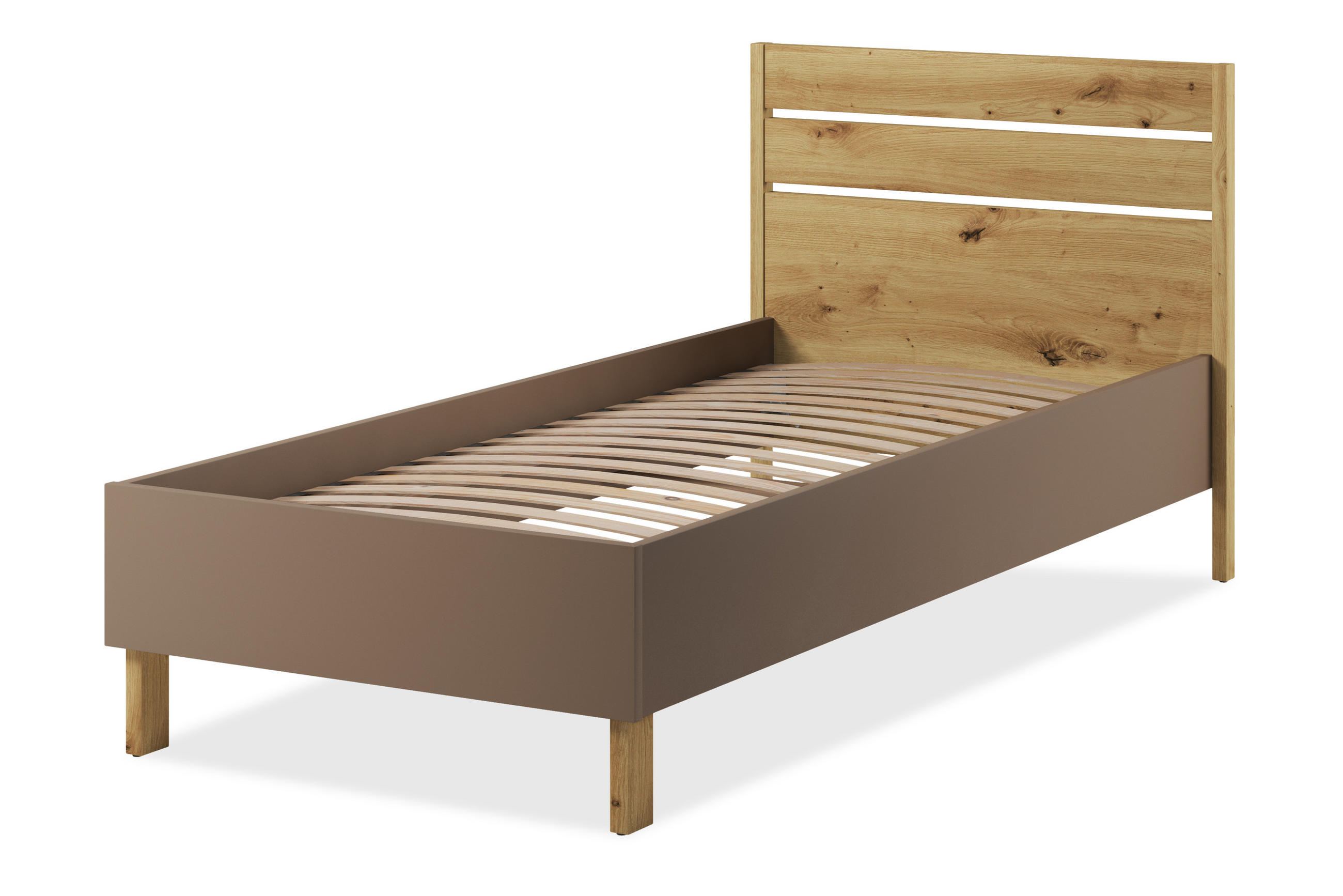 KINDERBETT TRIDA, Bett mit Gestell, braun/artisan Eiche - Braun/Eiche Artisan, Holz (90/200cm) - KONSIMO®
