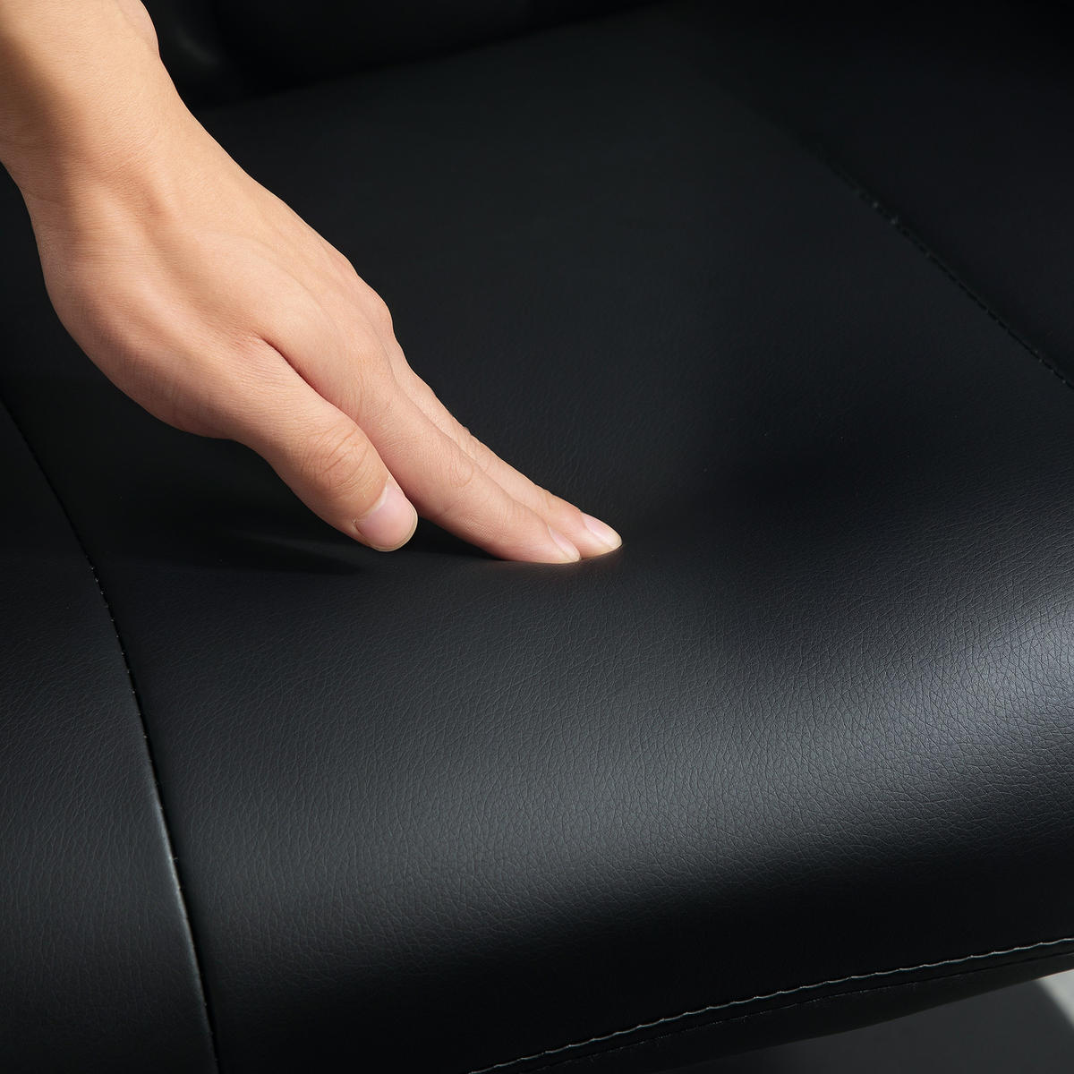 RELAXSESSEL mit Hocker 360°Drehbarer Fernsehsessel mit Liegefunktion Schwarz - Schwarz, Leder/Kunststoff (70/105/79cm) - HOMCOM