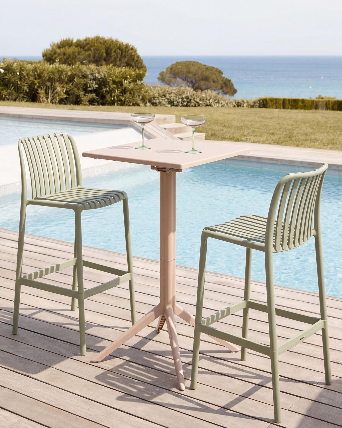 BARSTUHL 2er-Set Kunststoff Grün Ariccia - Grün, Kunststoff (49/104/53cm) - Beliani