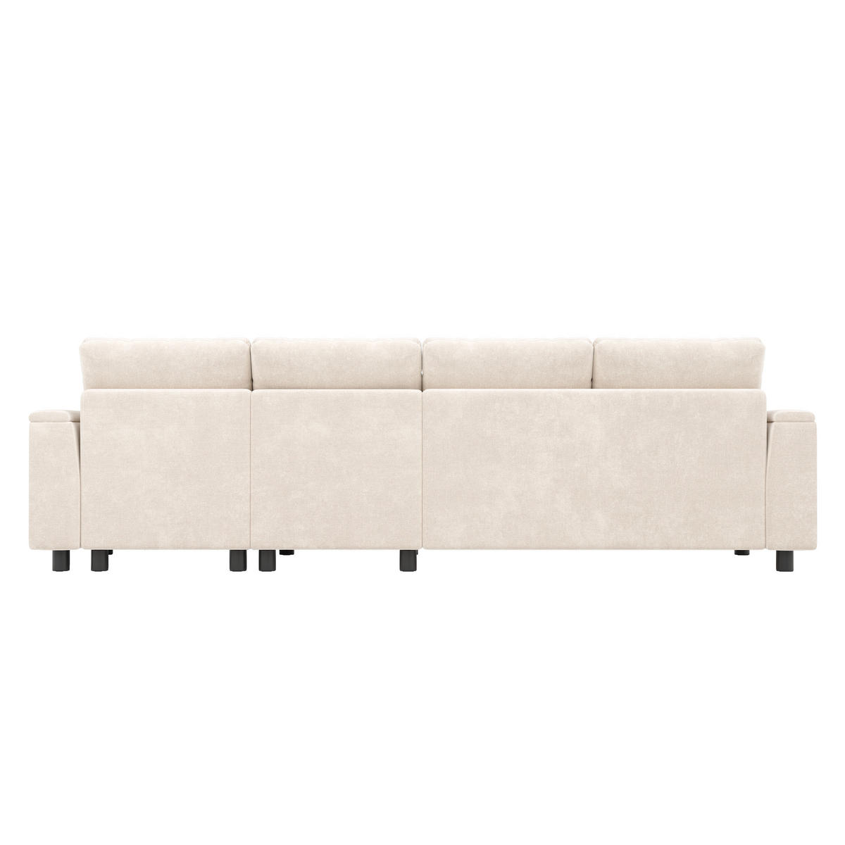 WOHNLANDSCHAFT 284/135/84 cm Beige mit aufklappbarem Stauraum, 1 USB-Anschluss und 1 Type-C-Anschluss - Beige, Textil (135/84/284cm) - Oxeza