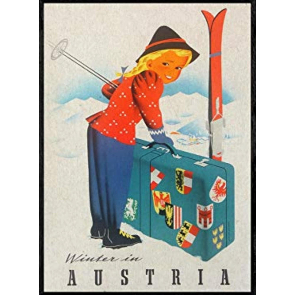 POSTER Europäische Berge Mädchen Österreich A4 Rahmenlos - Klar, Papier (29.7/5/21cm) - Nacnic