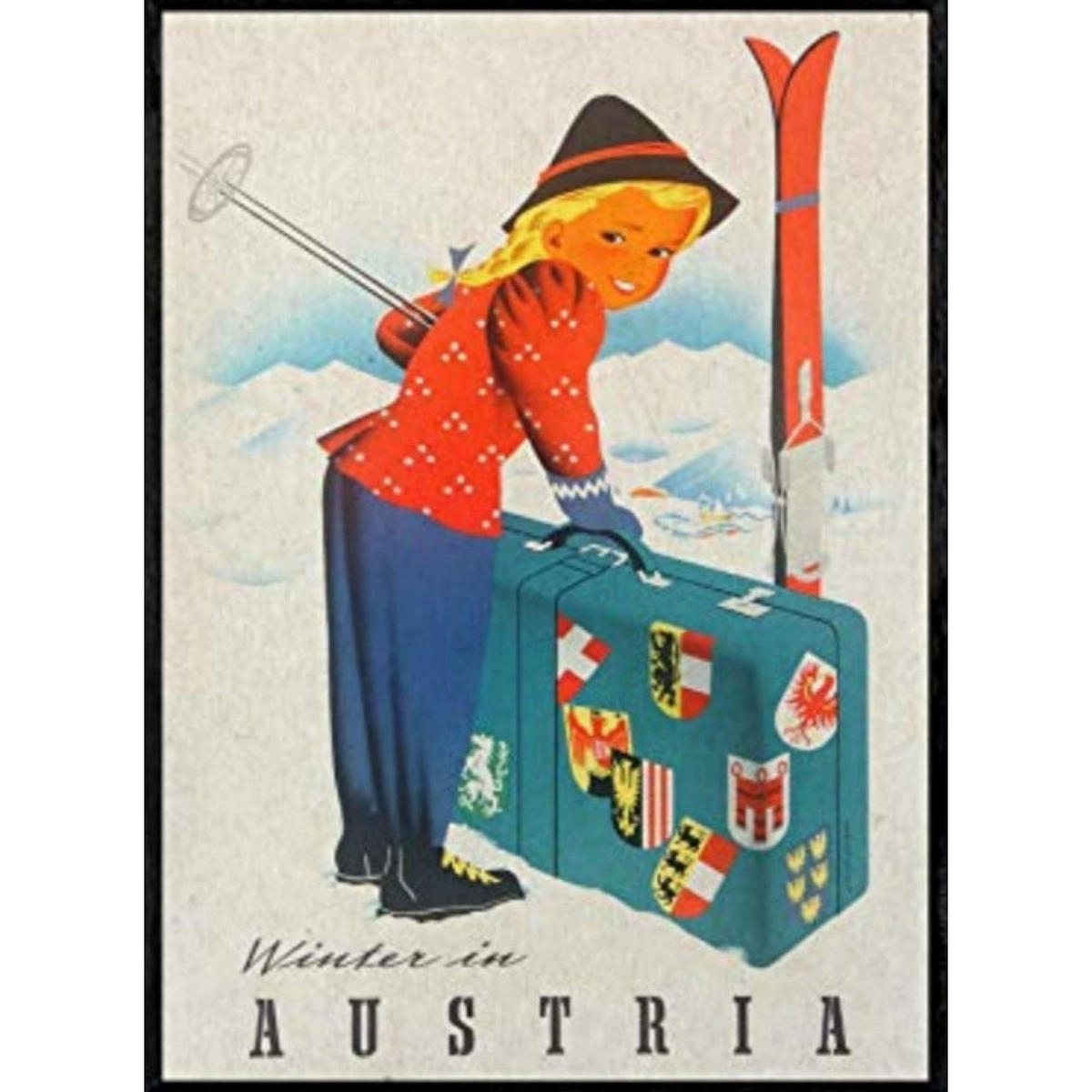 POSTER Europäische Berge Mädchen Österreich A4 Rahmenlos - Klar, Papier (29.7/5/21cm) - Nacnic