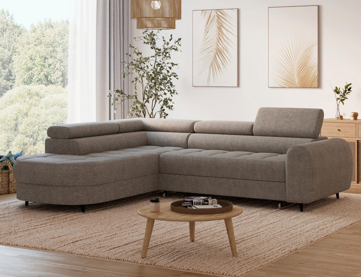 ECKSOFA Vesteria mit Schlaffunktion und Bettkasten – Modernes Design, verstellbare Kopfstützen und hoher Sitzkomfort - Braun, Kunststoff (279/72cm) - Wohnideebilder