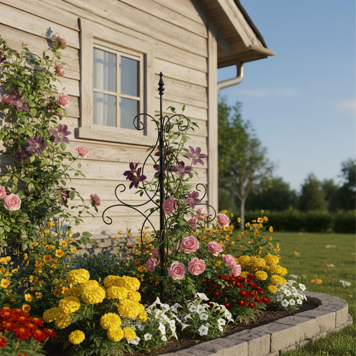 RANKHILFE - Schwarz, Metall (45/116/45cm) - Relaxdays