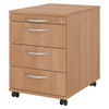 ROLLCONTAINER - 3 Materialschubladen 58/42,8/59 cm in Nussbaumfarben Bogengriff (Metall) - Nussbaumfarben, Holzwerkstoff (42.8/59/58cm) - bümö