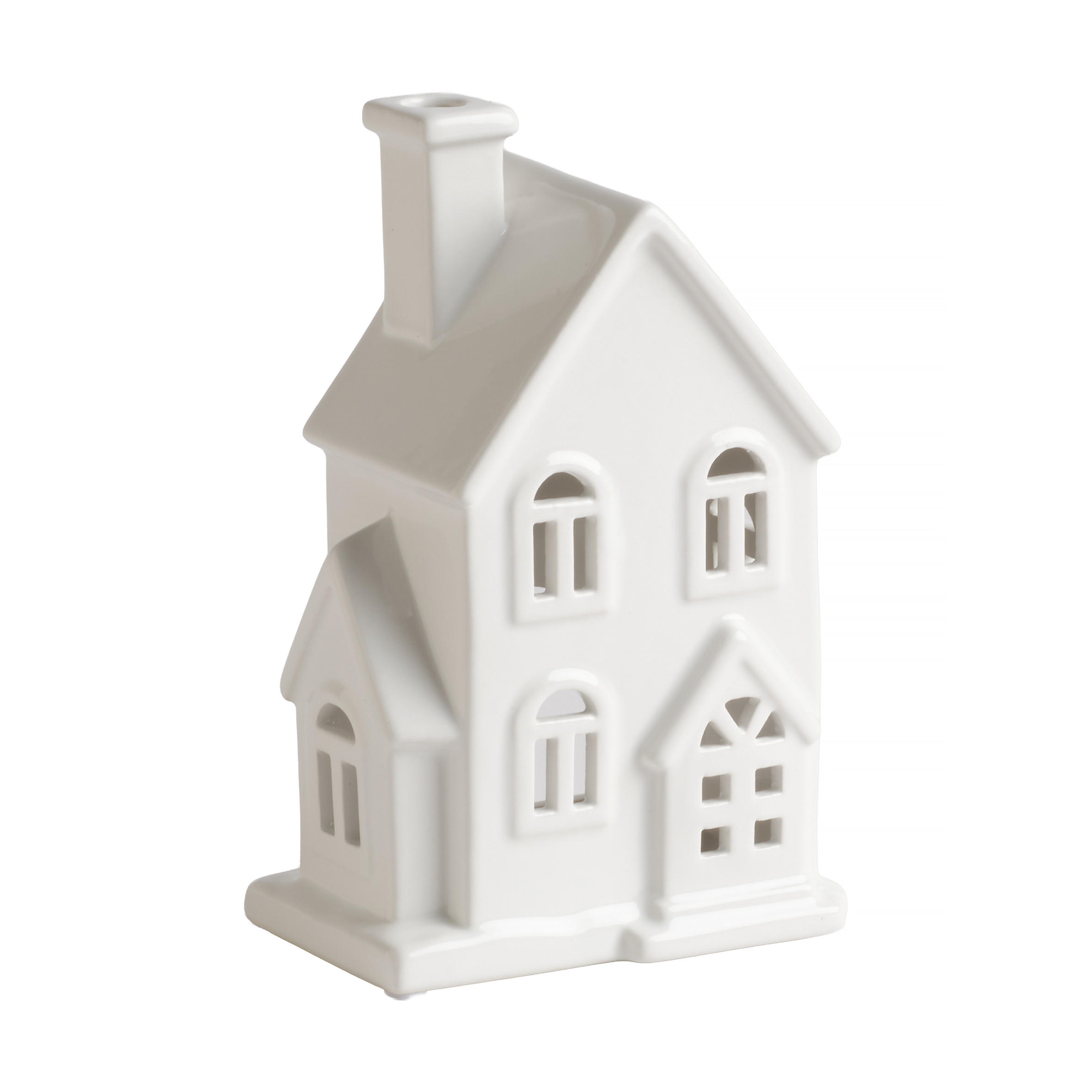 KERZENSTÄNDER Hause, Weiß, 19.5 x 12.5 x 8.5 cm, Dekorative Weihnachtsdeko - Weiß, Keramik (12.5/19.5/8.5cm) - home&you