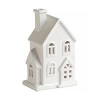 KERZENSTÄNDER Hause, Weiß, 19.5 x 12.5 x 8.5 cm, Dekorative Weihnachtsdeko - Weiß, Keramik (12.5/19.5/8.5cm) - home&you