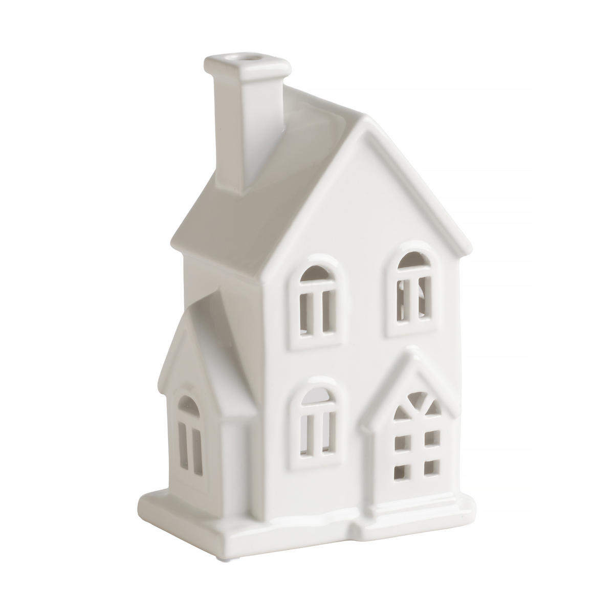 KERZENSTÄNDER Hause, Weiß, 19.5 x 12.5 x 8.5 cm, Dekorative Weihnachtsdeko - Weiß, Keramik (12.5/19.5/8.5cm) - home&you