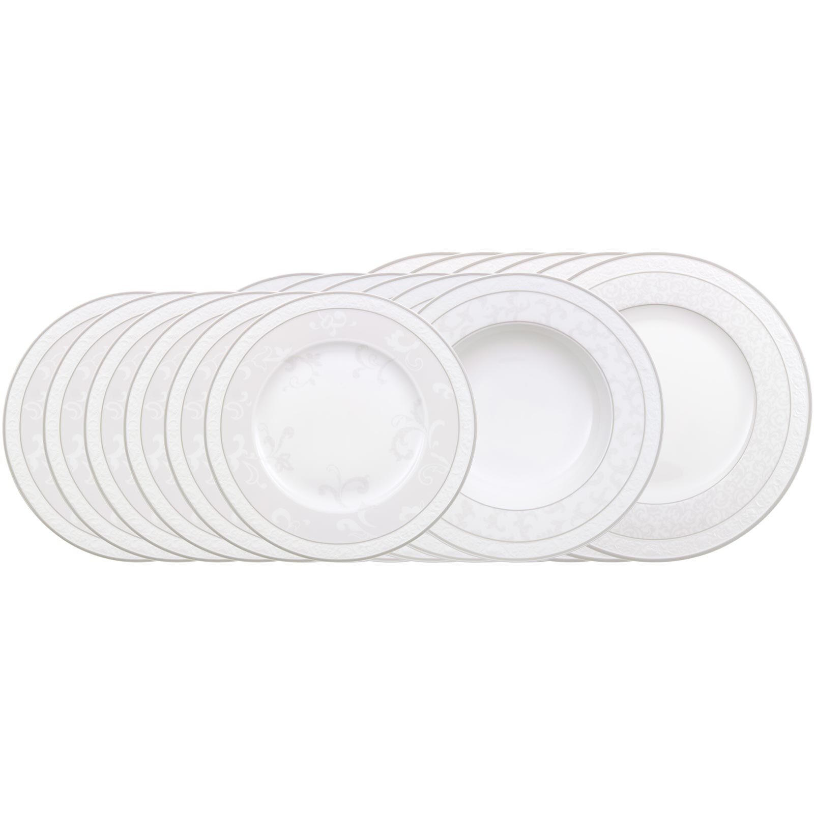 TELLER-SET Gray Pearl weiß 18er Set - Weiß, Keramik (2/2/2cm) - Villeroy & Boch