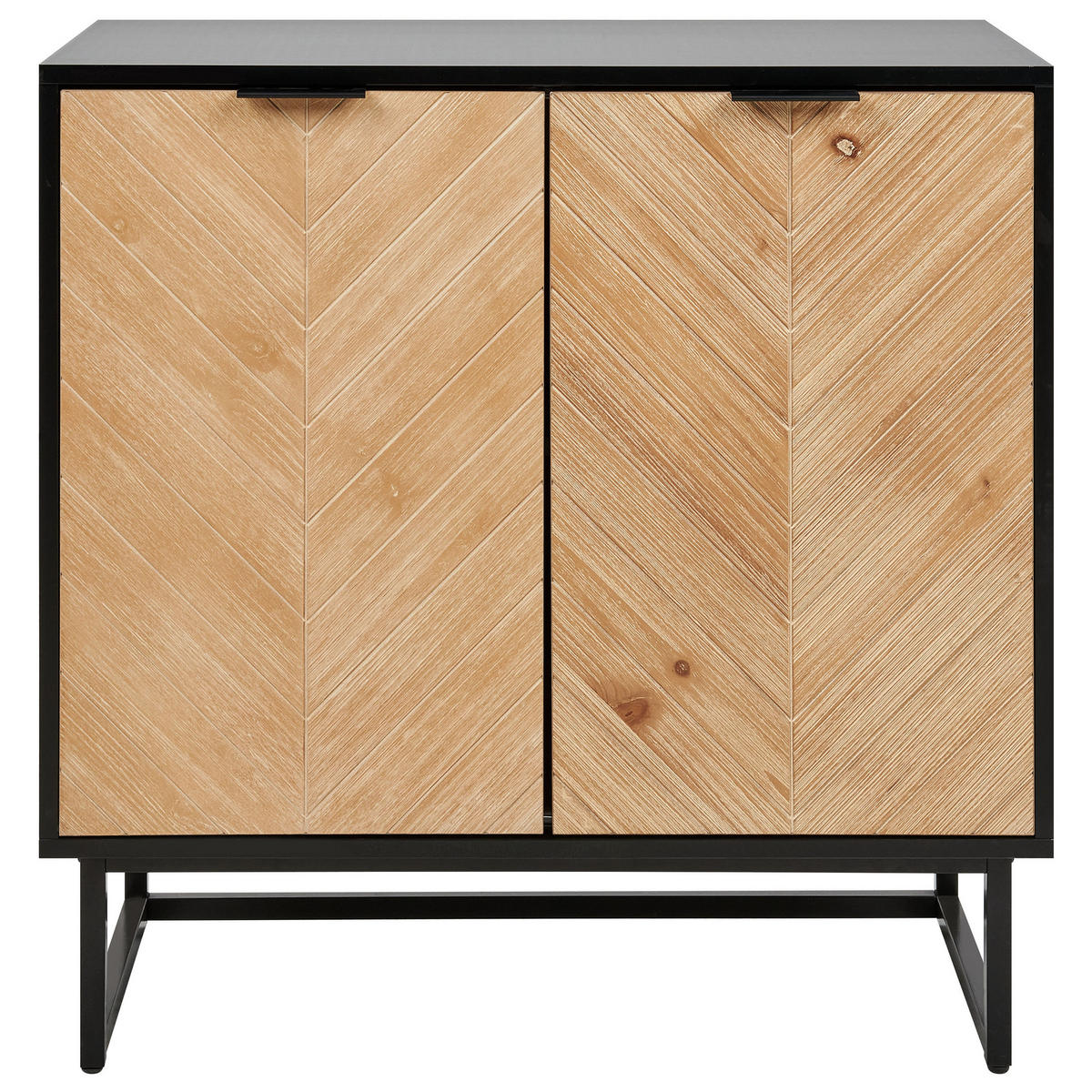 KREDENCA črna Alaska - svetlo rjava/črna, leseni material (80/80/40cm) - Beliani