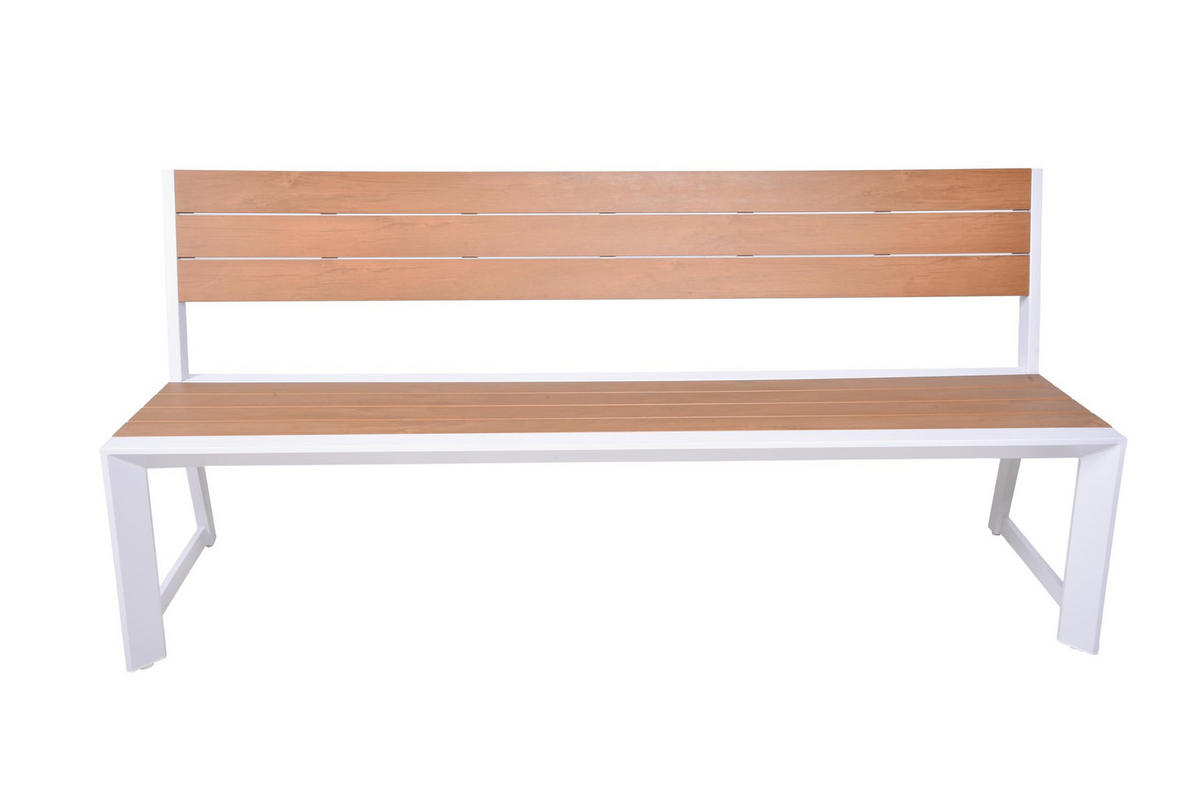 GARTENBANK Kasper Weiß Mit Rückenlehne Terrassenbank - Weiß, Kunststoff (59/81/180cm) - DELUKE