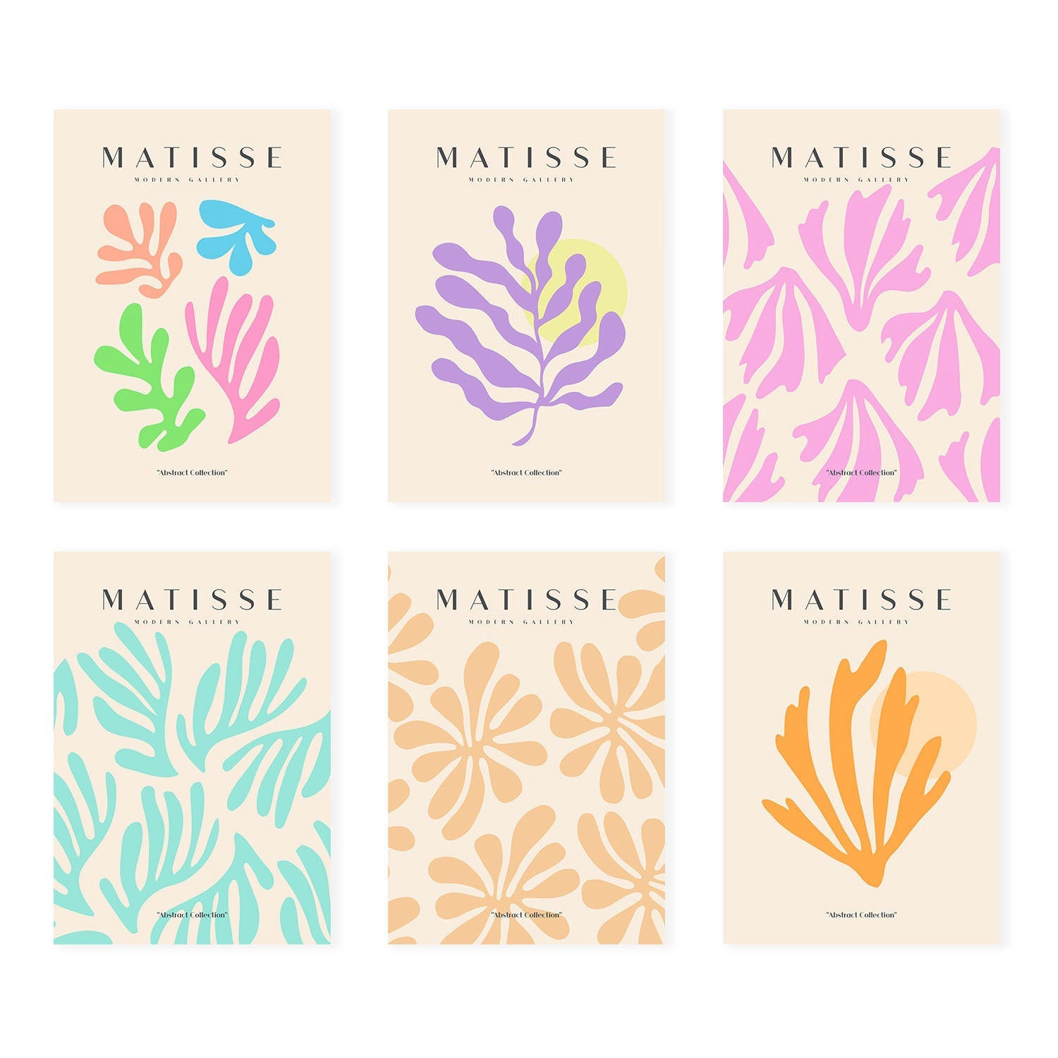 POSTER Set Mit 6 Illustrationen Von Henri Matisse Pastellfarben A3 Rahmenlos - Klar, Papier (29/3cm) - Nacnic