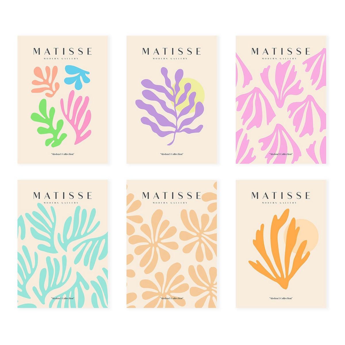POSTER Set Mit 6 Illustrationen Von Henri Matisse Pastellfarben A3 Rahmenlos - Klar, Papier (29/3cm) - Nacnic