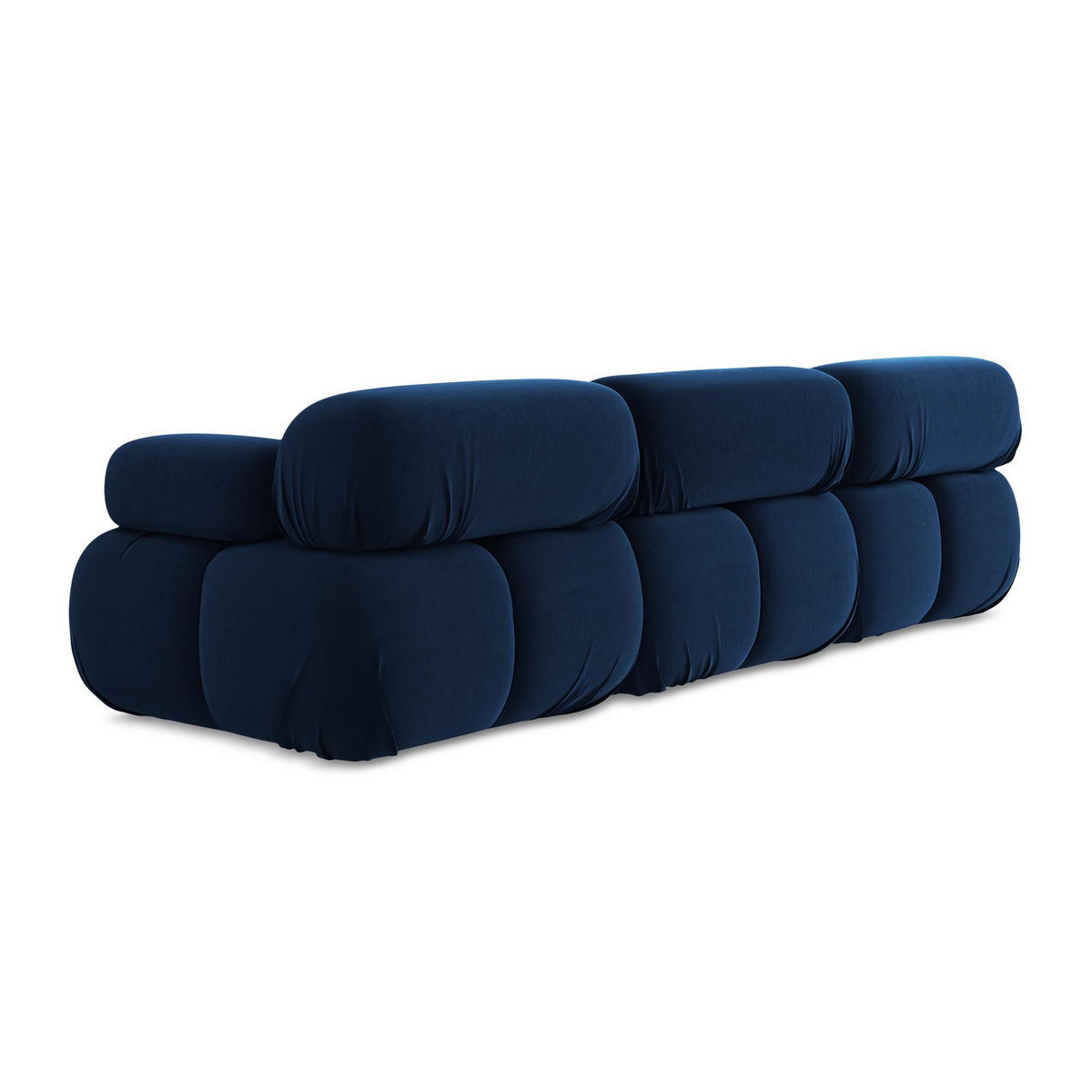 3-SITZER SOFA Samt Stoff Blau - Blau/Schwarz, Kunststoff/Textil (285/70/96cm) - LaMiaSofa