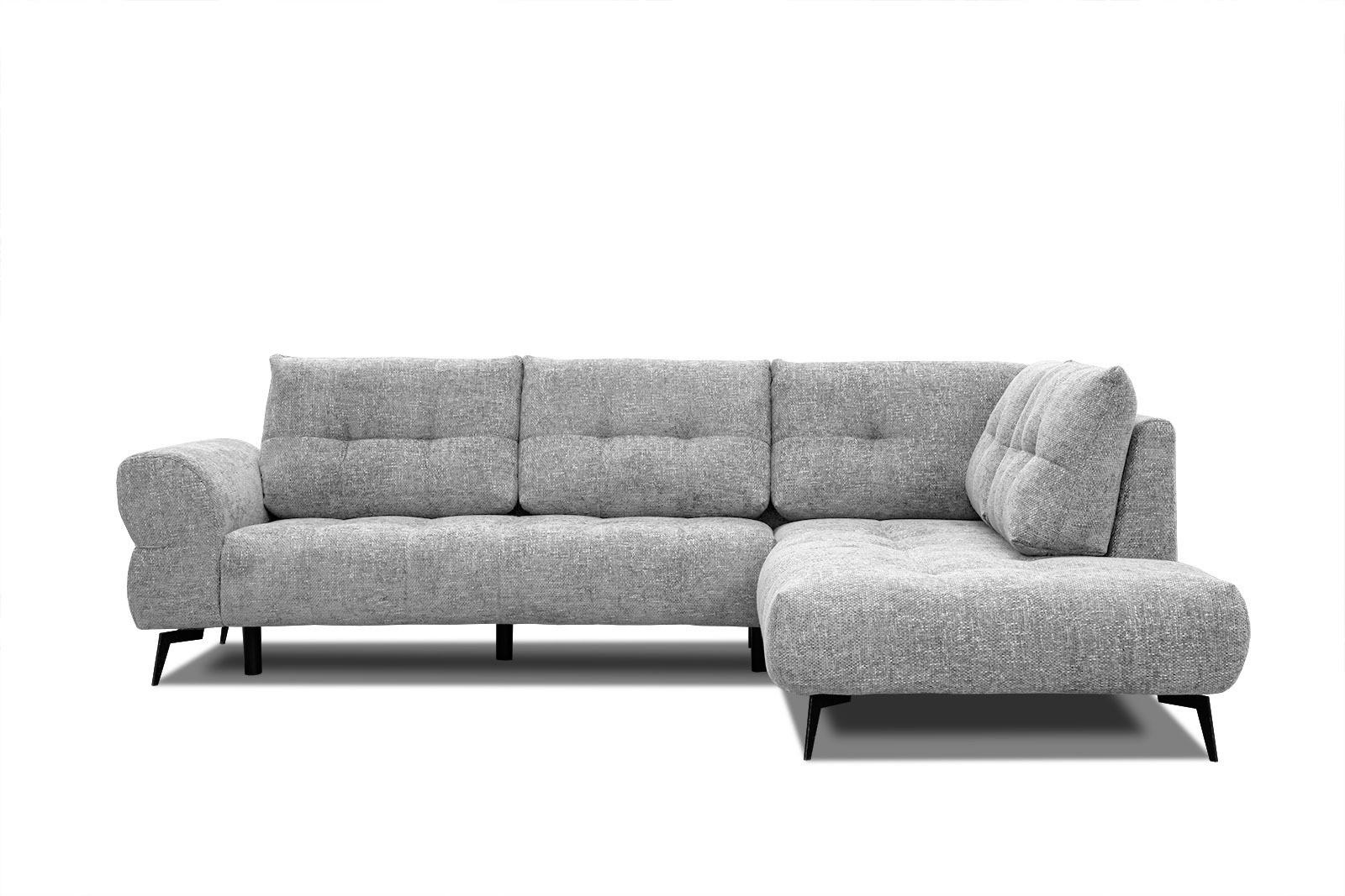 ECKSOFA SALVINI 5-Sitzer, grau - Schwarz/Grau, Holzwerkstoff/Textil (292/158cm) - Courtois Laville