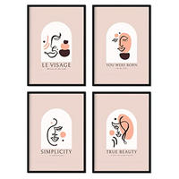 POSTER Set mit 4 abstrakten Kunstblätter Set 2 warmen Erdtönen A3 Schwarzer Rahmen - Schwarz, Papier (29.7/3cm) - Nacnic