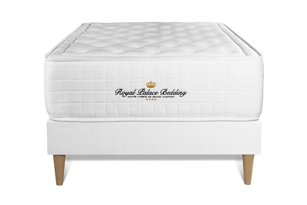 BETT Buckingham Memory-Schaum 90 x 200 cm h1 - Kit Bettgestell Weiß - Beige/Weiß, Karton/Holz (90/200cm) - ROYAL PALACE BEDDING