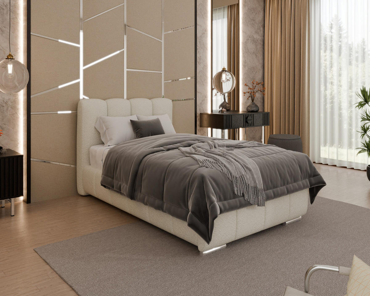 POLSTERBETT Zaira 100x200cm – Elegantes Polsterbett für modernen Wohnstil , ohne matratze, creme - Creme, Holz (100/200cm) - Homesy