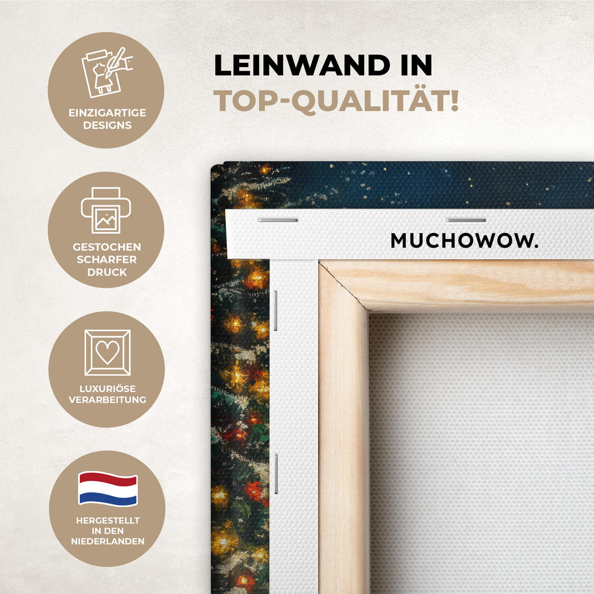 LEINWANDBILD Weihnachtsmann - Weihnachten - Winter - Weihnachtsbaum Deko Wohnzimmer 20x30 cm - Bordeaux, Textil (20/30cm) - MuchoWow